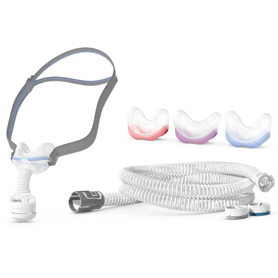 The AirFit™ N30 nasal cradle mask pack includes ResMed's lightest mask yet and features a soft, under-the-nose curved nasal cradle cushion.