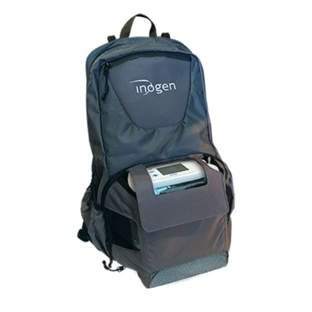 The Inogen One G5 Carry Backpack is designed to help you carry your portable oxygen concentrator conveniently. It features storage space for an extra battery and personal items, making it ideal for on-the-go use.