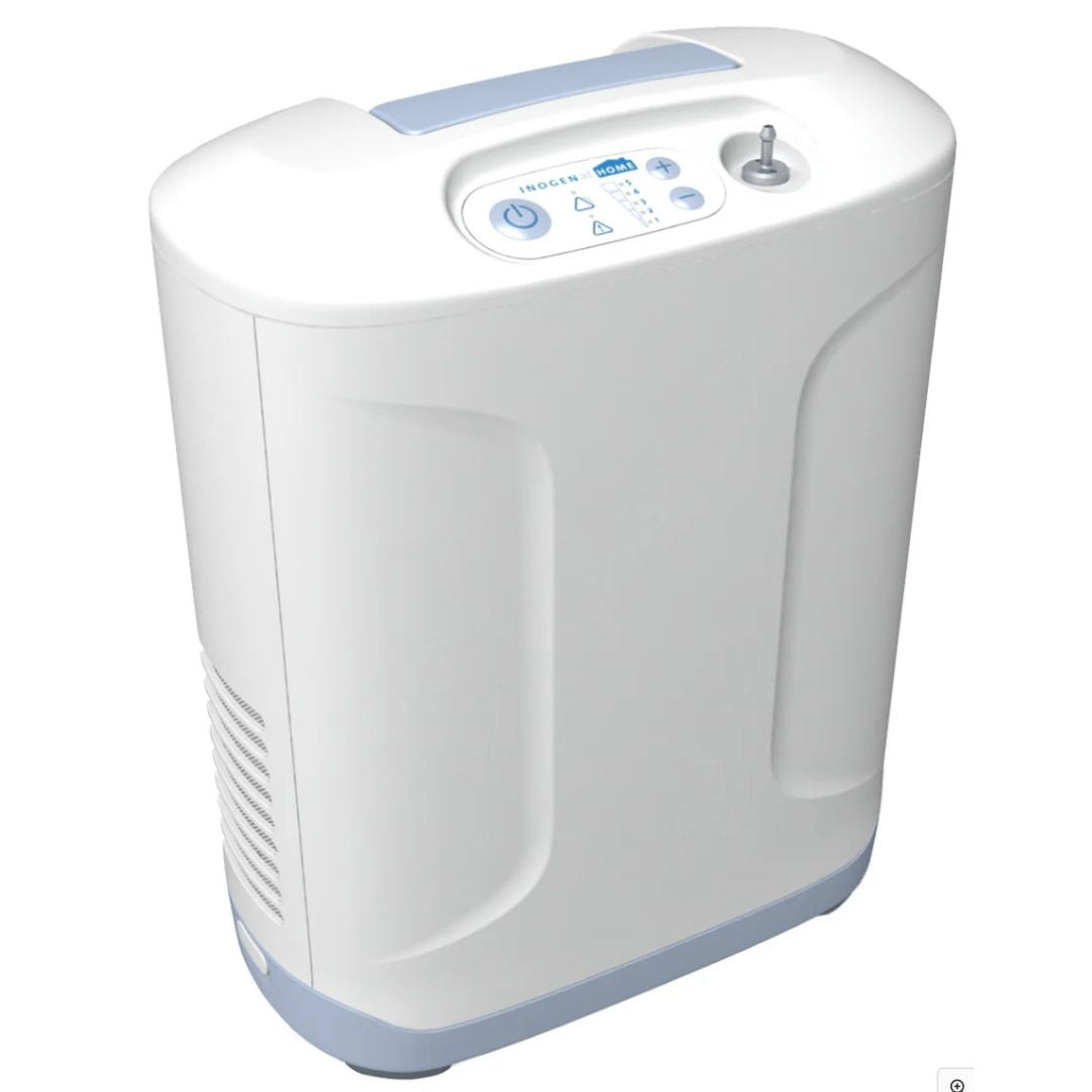 The Inogen At Home Oxygen Concentrator is a reliable and lightweight stationary oxygen concentrator designed for home use. Weighing in at just 18 pounds, the Inogen at Home offers continuous flow oxygen in a range of 1 to 5 settings. Inogen At Home is one of the lightest home oxygen concentrators available. It’s significantly lighter than many other home concentrators in use today.