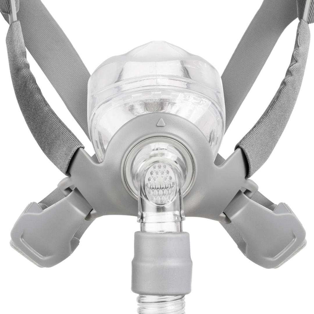 Siesta Nasal CPAP Mask FitPack with Headgear, featuring a lightweight, flexible design with adjustable headgear and multiple nasal cushion sizes for a customized, comfortable fit.