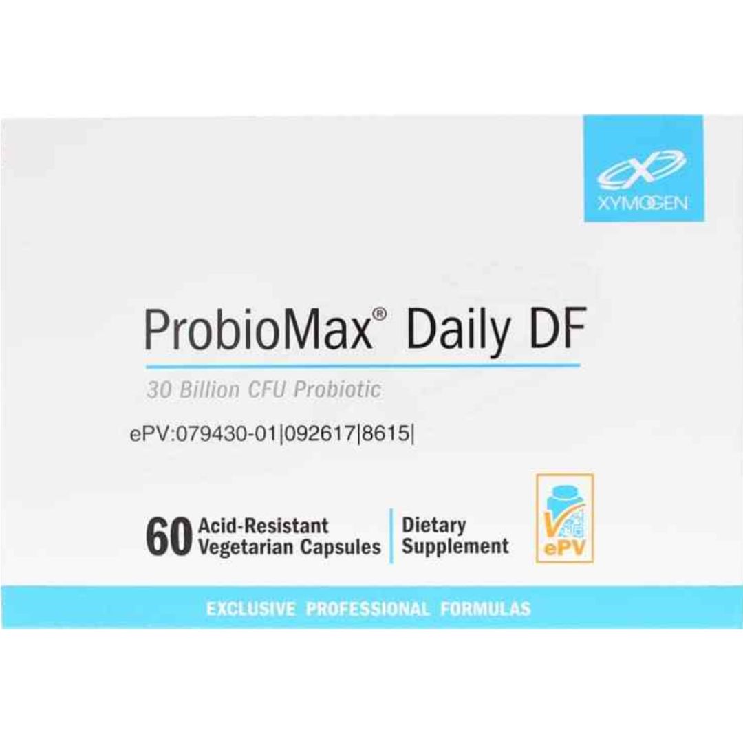 ProbioMax® Daily DF is a vegetarian, dairy- and gluten-free, four-strain probiotic totaling 30 billion CFU† per capsule. Each vegetarian capsule is sealed in nitrogen-purged aluminum blister packs to serve as protection from factors proven to compromise stability of probiotics such as heat, moisture, and oxygen.