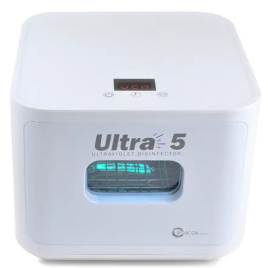 Ultra-5 Ultraviolet Disinfector The Roscoe Ultra-5 Ultraviolet Disinfector uses the natural disinfecting power of UV-C light to destroy common viruses and bacteria. It effortlessly disinfect your CPAP supplies and equipment with the FDA-registered Ultra-5 Ultraviolet Disinfector. Without using harmful ozone or harsh chemicals, the Ultra-5 bathes your supplies in germicidal UV-C light, killing up to 99.99% of common bacteria and viruses in just five minutes.