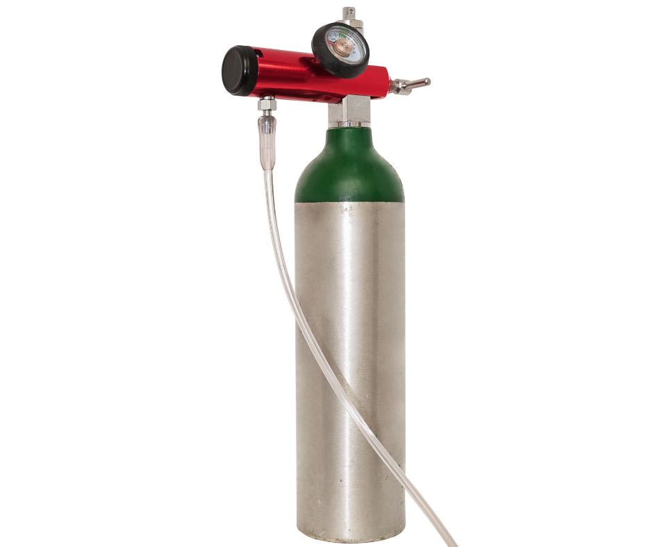 Oxygen cylinder with regulator so you know how much oxygen you have. This set up is perfect for doctor's offices, dental offices, schools, and medical offices. We are located in Bellmawr, NJ. Delivery is available in NJ (New Jersey), NY (New York), PA (Pennsylvania), and DE (Delaware)