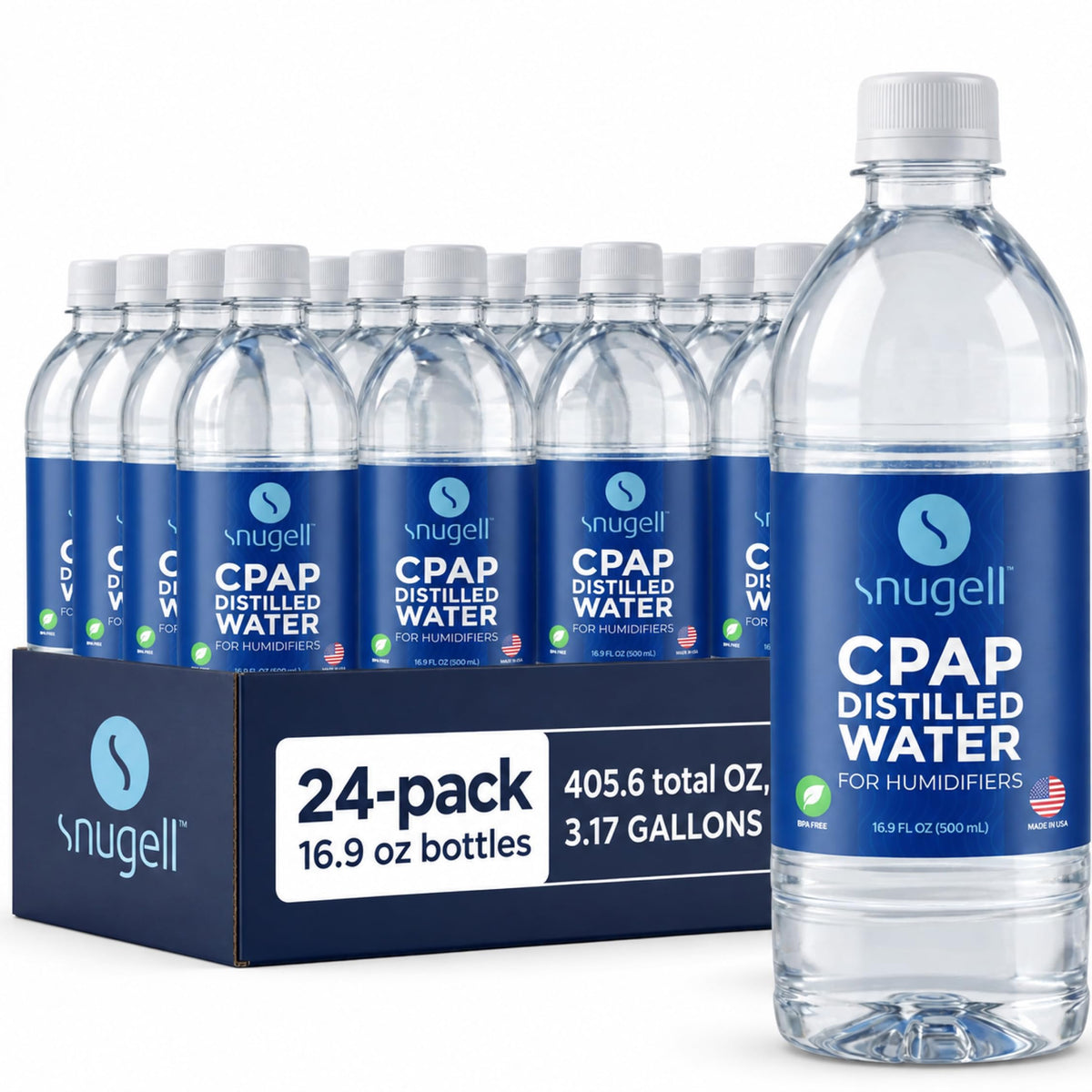Snugell CPAP Distilled Water – 24 x 16.9 oz Bottles