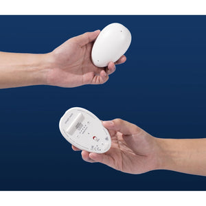 CAP8000 Smart Nora Contact-Free, Hassle-Free Snoring Solution - Transform any pillow into an anti-snore pillow. Features contact-free, customizable settings, universal compatibility, silent operation, and portability. Includes Pebble device, felt box, expander, universal charger, and USB cable.