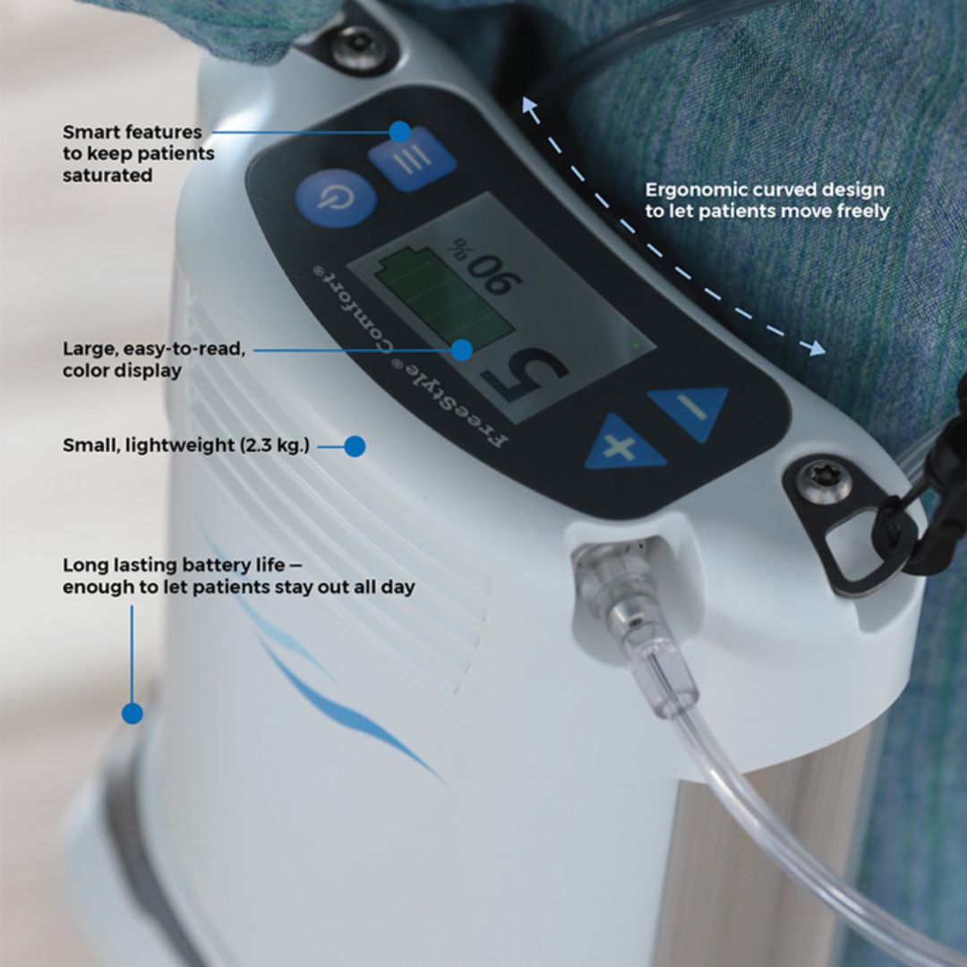 FreeStyle Comfort Portable Oxygen Concentrator | Lightweight, FAA Approved | 8-16 Hour Battery