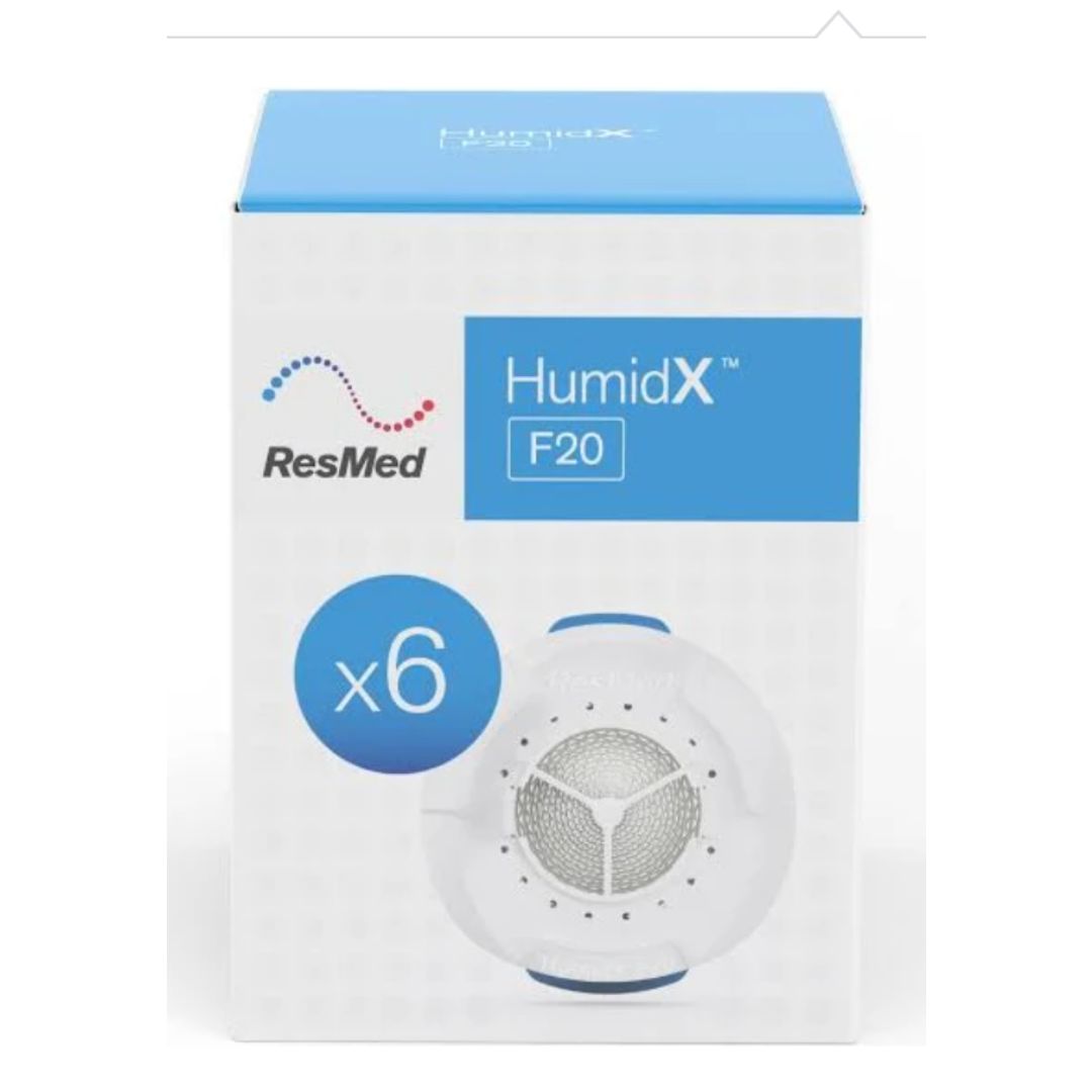 ResMed HumidX™ for AirMini™ is an innovative waterless system designed to bring efficient humidification to ResMed’s portable therapy system and F20 Full face mask. Humidifier Filters for AirFit & AirTouch F20 Masks
