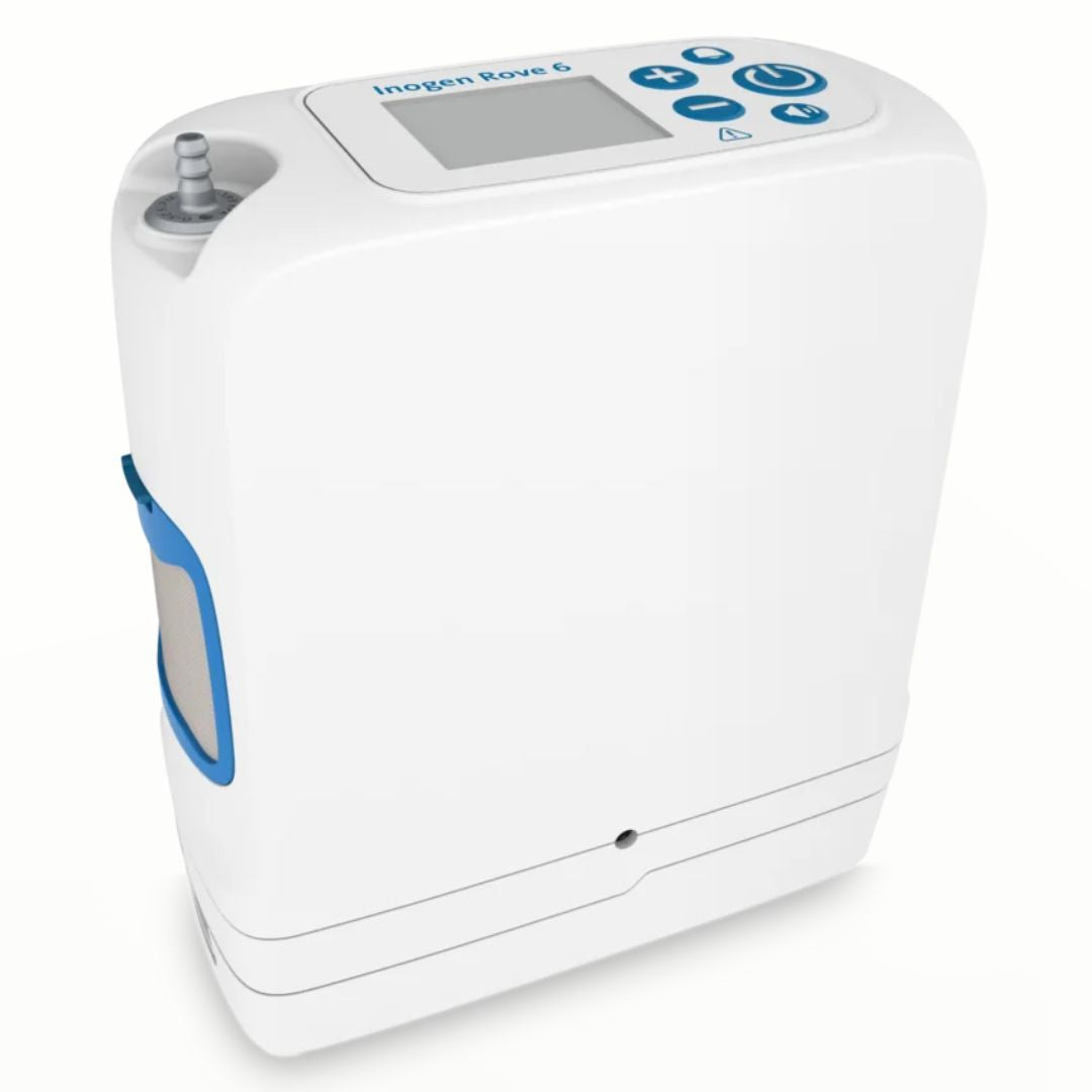 Experience ultimate freedom with the Inogen Rove 6 portable oxygen concentrator. Weighing only 4.8 lbs with a 12-hour battery life, it delivers 1260 mL/min of oxygen quietly and reliably. FAA-approved for travel. Rediscover your active lifestyle.