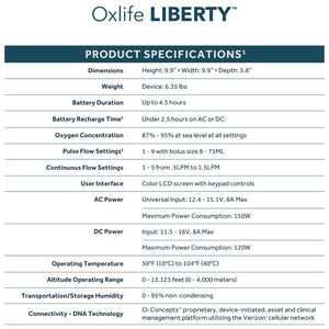 The most advanced continuous flow portable oxygen concentrator  (POC) available, the new Oxlife LIBERTY™ delivers 24/7 continuous flow oxygen and the largest pulse dose of any wearable POC with the convenience of a compact, lightweight design. Free shipping and delivery are available. We are located in New Jersey.