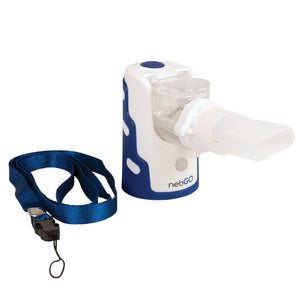 Portable Roscoe nebGO Nebulizer System with accessories, lightweight and compact design for on-the-go aerosol treatments