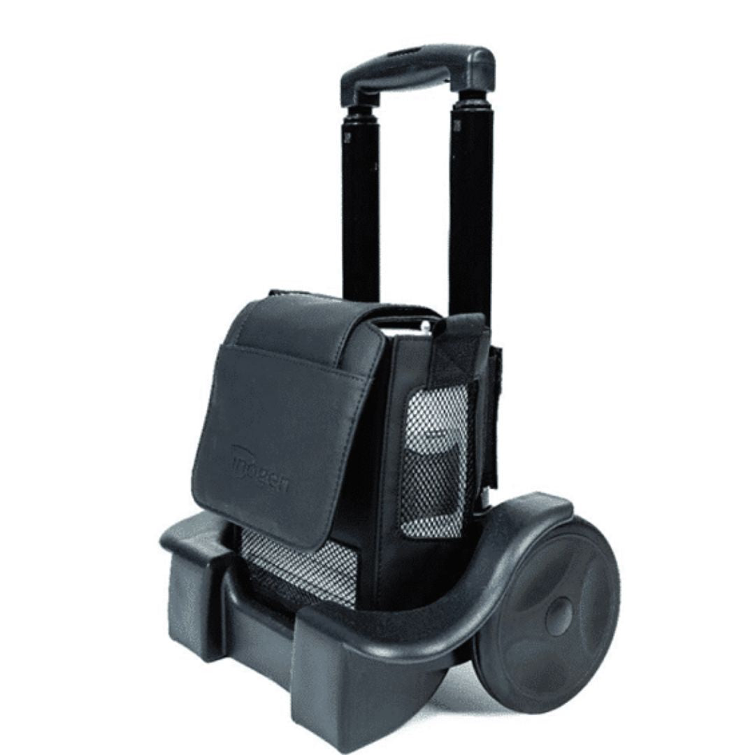 Maximize your freedom with our custom rolling cart for Inogen One G5 & Rove 6 oxygen concentrators. Features an adjustable handle, smooth-rolling wheels & a secure fit. Shop now for easy mobility!