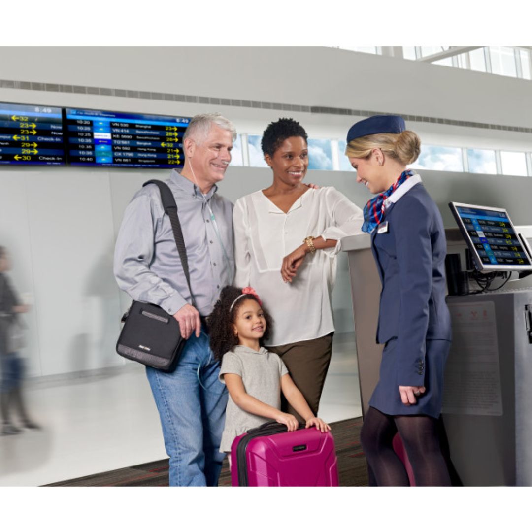 Drive DeVilbiss iGo2 Portable Oxygen Concentrator Bundle with Pulse Dose Technology, featuring SmartDose Technology, lightweight design, and FAA compliance for easy travel.