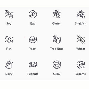 Set of icons representing various food allergens on a white background
