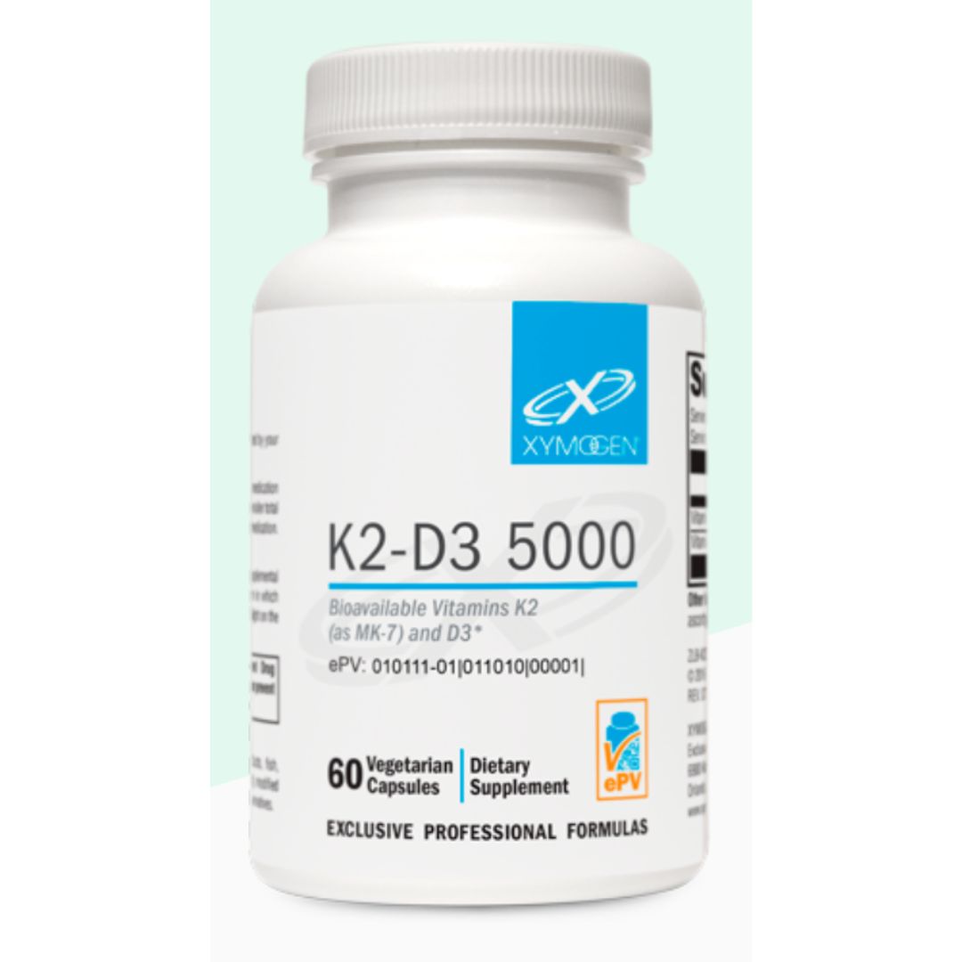 K2-D3 5000 features the most bioavailable and bioactive form of supplemental vitamin K2 available and vitamin D3 (cholecalciferol), the identical form in which vitamin D is derived in the body from cholesterol and synthesized by sunlight on the skin. Studies confirm safety and efficacy for bone and heart health.