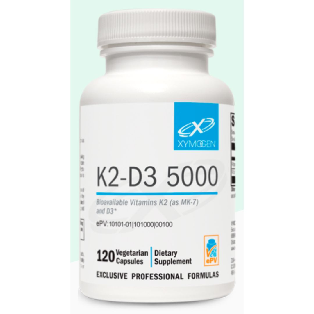 K2-D3 5000 features the most bioavailable and bioactive form of supplemental vitamin K2 available and vitamin D3 (cholecalciferol), the identical form in which vitamin D is derived in the body from cholesterol and synthesized by sunlight on the skin. Studies confirm safety and efficacy for bone and heart health.