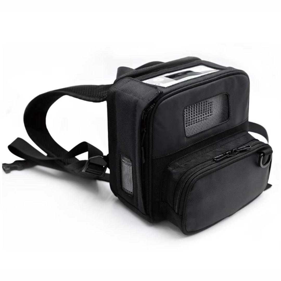 Premium backpack carrying case for P2 P2-E P2-E6 P2-E7 portable oxygen concentrator, front view