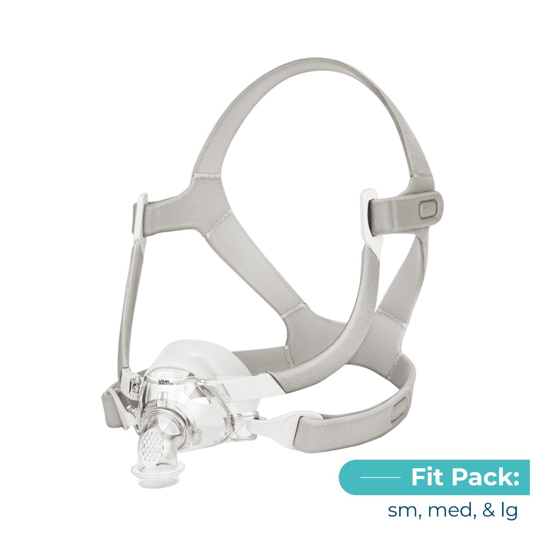 Vive Comfort+ Nasal CPAP Mask Fit Pack with headgear and small, medium and large cushions