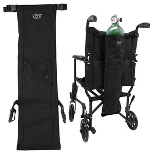 Vive black oxygen tank holder for wheelchair, walker and rollator