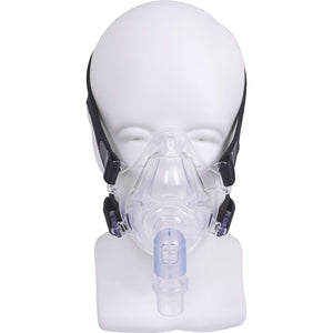 Roscoe Zzz-Mask Full Face CPAP Mask with Comfort Cushion - Lightweight silicone mask with dual 360° swivel ports, headgear, air vent holes, and quick release clips for easy removal and cleaning.